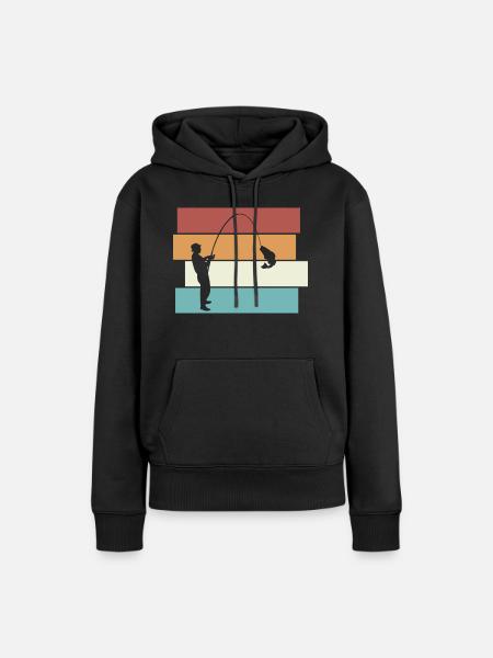 Angler Retro Angeln Hobby - Frauen Premium Bio Hoodie - Schwarz