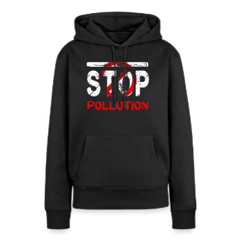 Umweltverschmutzung stoppen - Frauen Premium Bio Hoodie - Schwarz - Vorne - Julia (174cm)