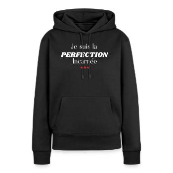 je suis la perfection incarnée - Sweat à capuche Premium bio Femme - noir - Devant - Julia (174cm)