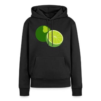 Limette - Frauen Premium Bio Hoodie - Schwarz - Vorne - Julia (174cm)