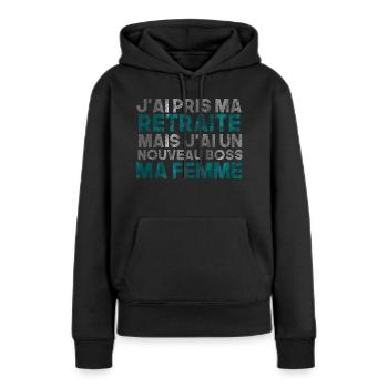 j'ai pris ma retraite - Sweat à capuche Premium bio Femme - noir - Devant - Julia (174cm)