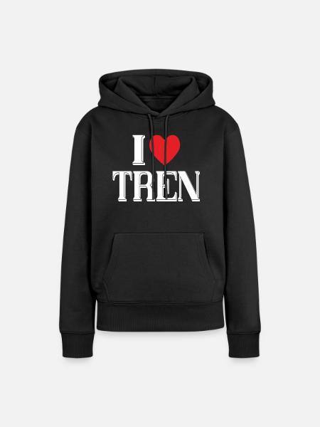 TREN INSIDE - I LOVE TREN - Frauen Premium Bio Hoodie - Schwarz
