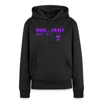 Brillant depuis 1993 - Sweat à capuche Premium bio Femme - noir - Devant - Julia (174cm)