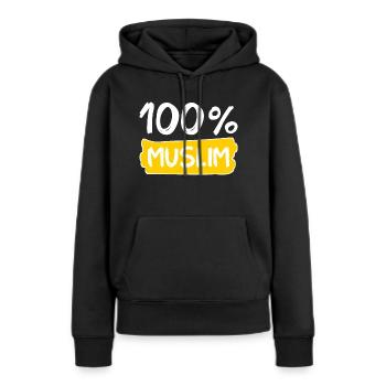 100% Muslim - Muslime - Islam - Frauen Premium Bio Hoodie - Schwarz - Vorne - Julia (174cm)