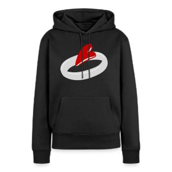 Alliances pour fiançailles 3 - Sweat à capuche Premium bio Femme - noir - Devant - Julia (174cm)