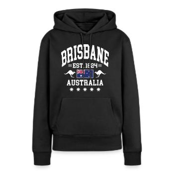 Brisbane - Sweat à capuche Premium bio Femme - noir - Devant - Julia (174cm)