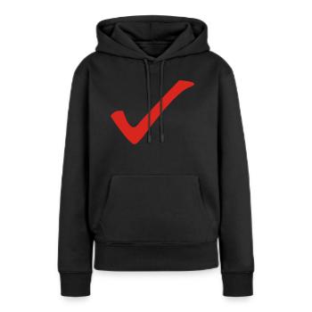 Check - Haken - Frauen Premium Bio Hoodie - Schwarz - Vorne - Julia (174cm)