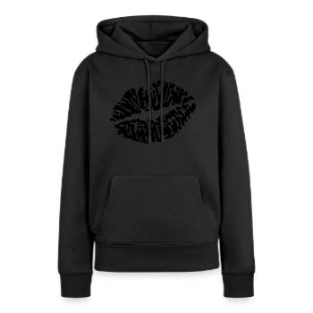 Kussmund (dh) - Frauen Premium Bio Hoodie - Schwarz - Vorne - Julia (174cm)
