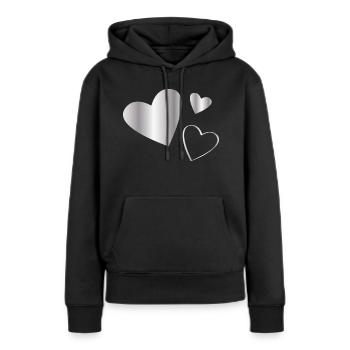 Coeurs argent - Sweat à capuche Premium bio Femme - noir - Devant - Julia (174cm)