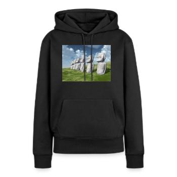 Moai Statuen auf der Osterinsel - Frauen Premium Bio Hoodie - Schwarz - Vorne - Julia (174cm)