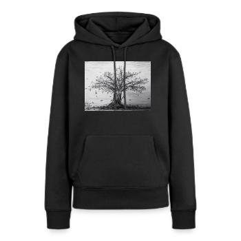 Herbst, Apfelbaum - Frauen Premium Bio Hoodie - Schwarz - Vorne - Julia (174cm)