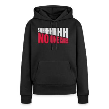 chut personne ne s’en soucie - Sweat à capuche Premium bio Femme - noir - Devant - Julia (174cm)
