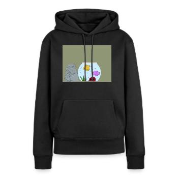 Cartoon cat - Sweat à capuche Premium bio Femme - noir - Devant - Julia (174cm)