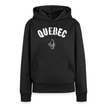 Quebec - Frauen Premium Bio Hoodie - Schwarz - Vorne - Julia (174cm)