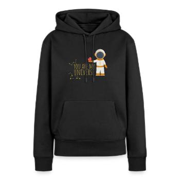 Tu es mon univers - Sweat à capuche Premium bio Femme - noir - Devant - Julia (174cm)