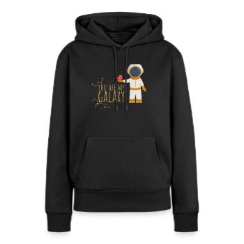 Du bist meine Galaxie - Frauen Premium Bio Hoodie - Schwarz - Vorne - Julia (174cm)