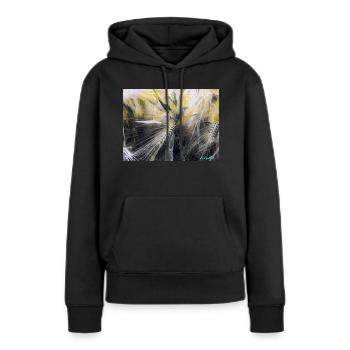 Les blés - Sweat à capuche Premium bio Femme - noir - Devant - Julia (174cm)