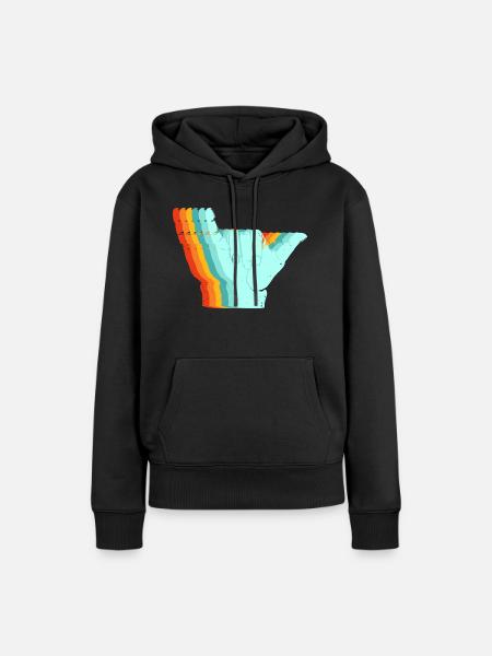 Surf-Retro-Schild - Frauen Premium Bio Hoodie - Schwarz