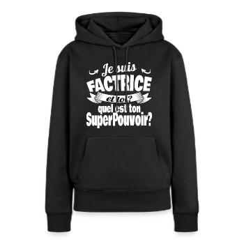 je suis factrice - Sweat à capuche Premium bio Femme - noir - Devant - Julia (174cm)