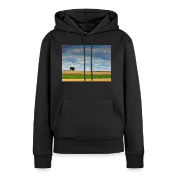Weitblick - Frauen Premium Bio Hoodie - Schwarz - Vorne - Julia (174cm)