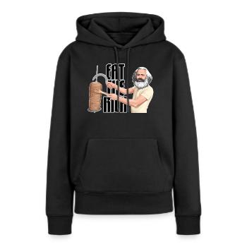 Karl Marx / Mangez les riches - Sweat à capuche Premium bio Femme - noir - Devant - Julia (174cm)