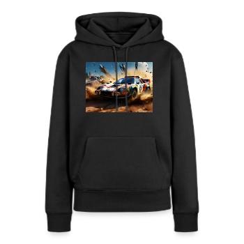 Rally Raid #3 - Sweat à capuche Premium bio Femme - noir - Devant - Julia (174cm)