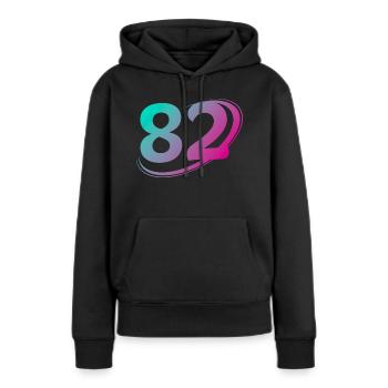 Nummer 82 mehrfarbig - Frauen Premium Bio Hoodie - Schwarz - Vorne - Julia (174cm)