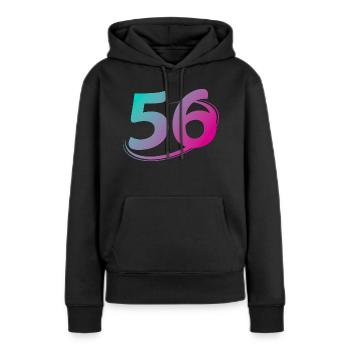 Nummer 56 mehrfarbig - Frauen Premium Bio Hoodie - Schwarz - Vorne - Julia (174cm)