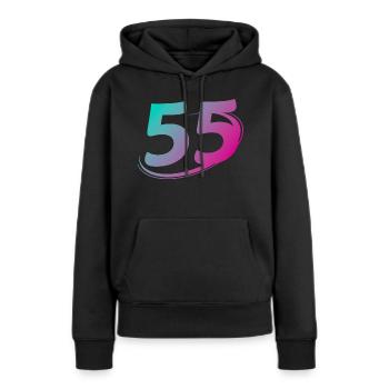 Nummer 55 mehrfarbig - Frauen Premium Bio Hoodie - Schwarz - Vorne - Julia (174cm)