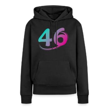 Nummer 46 mehrfarbig - Frauen Premium Bio Hoodie - Schwarz - Vorne - Julia (174cm)