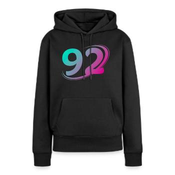 Nummer 92 mehrfarbig - Frauen Premium Bio Hoodie - Schwarz - Vorne - Julia (174cm)