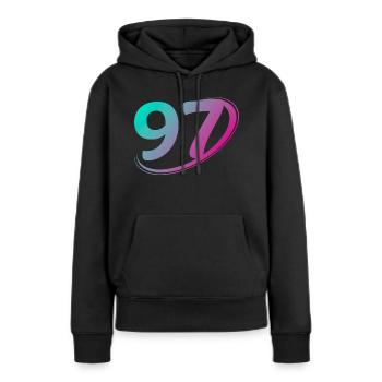 Nummer 97 mehrfarbig - Frauen Premium Bio Hoodie - Schwarz - Vorne - Julia (174cm)