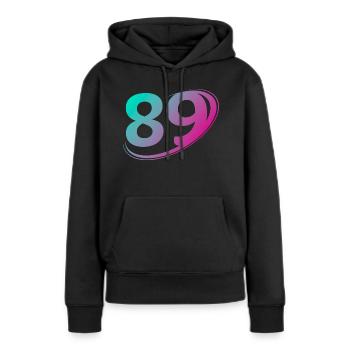 Nummer 89 mehrfarbig - Frauen Premium Bio Hoodie - Schwarz - Vorne - Julia (174cm)