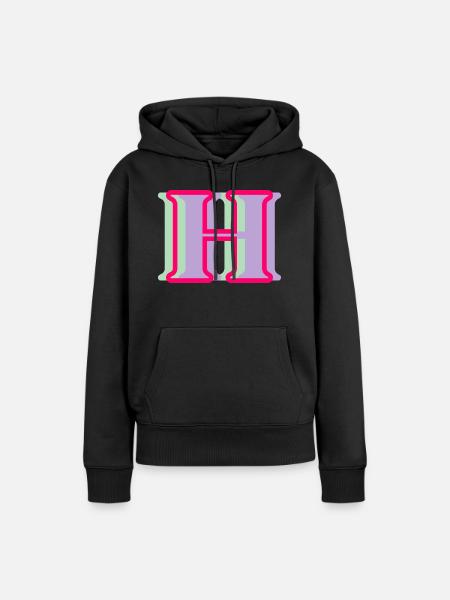 Mehrfarbiger Buchstabe h - Frauen Premium Bio Hoodie - Schwarz