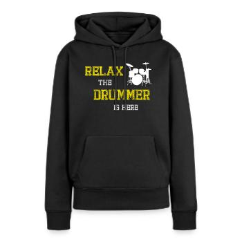 Relax Drummer - Sweat à capuche Premium bio Femme - noir - Devant - Julia (174cm)