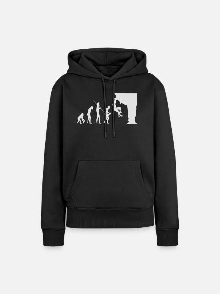 Climbing Evolution - Frauen Premium Bio Hoodie - Schwarz