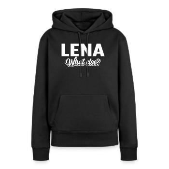 LENA - we - Frauen Premium Bio Hoodie - Schwarz - Vorne - Julia (174cm)