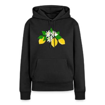 Citrons, fleurs de citron - Sweat à capuche Premium bio Femme - noir - Devant - Julia (174cm)