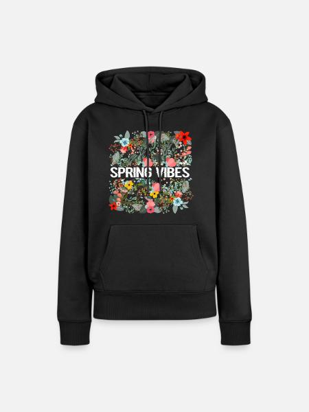 SPRING VIBES - Frauen Premium Bio Hoodie - Schwarz