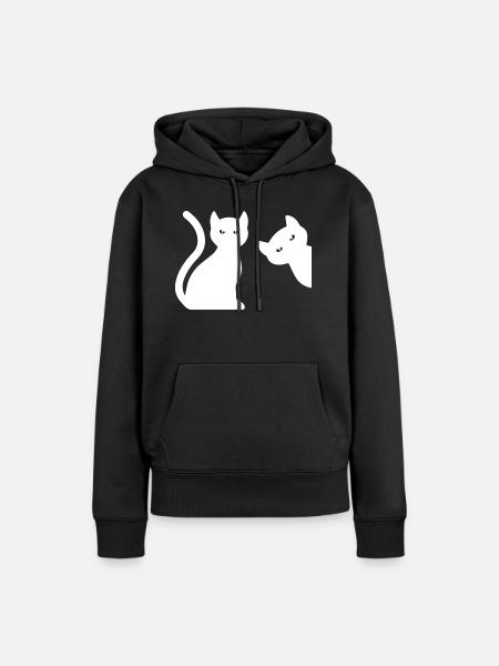 Cat Katze - Frauen Premium Bio Hoodie - Schwarz
