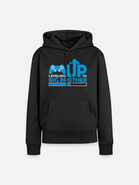 Leveling up big brother - Frauen Premium Bio Hoodie - Schwarz