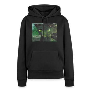 schwarze Katze - Frauen Premium Bio Hoodie - Schwarz - Vorne - Julia (174cm)