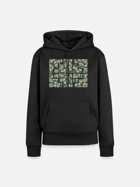 Geometrische Pflanze - Frauen Premium Bio Hoodie - Schwarz
