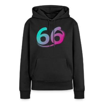 Nummer 66 mehrfarbig - Frauen Premium Bio Hoodie - Schwarz - Vorne - Julia (174cm)