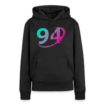 Nummer 94 mehrfarbig - Frauen Premium Bio Hoodie - Schwarz - Vorne - Julia (174cm)
