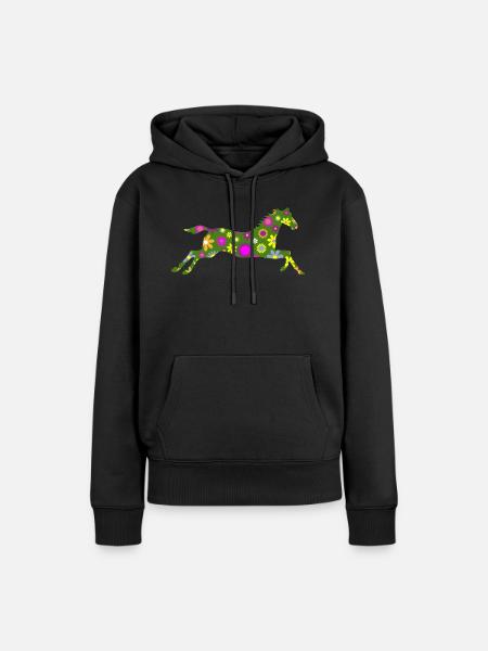 Pferd - Frauen Premium Bio Hoodie - Schwarz