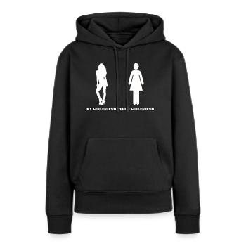 mon petit ami de votre ami - Sweat à capuche Premium bio Femme - noir - Devant - Julia (174cm)
