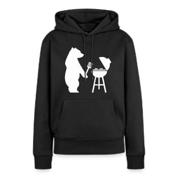 Bär Grill grillen Grillzange - Frauen Premium Bio Hoodie - Schwarz - Vorne - Julia (174cm)