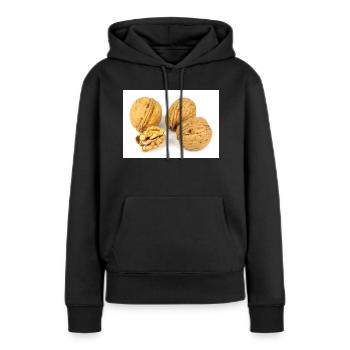 Des noisettes. noix et une noix craquelée - Sweat à capuche Premium bio Femme - noir - Devant - Julia (174cm)