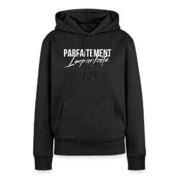 Femme parfaitement imparfaite Idée cadeau original - Sweat à capuche Premium bio Femme - noir - Devant - Julia (174cm)